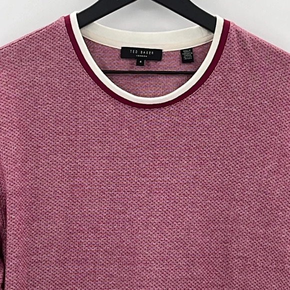 Ted Baker Fresair Mesh Tee 100% Cotton in Dark Red - Size Large (Ted Size 4) - Picture 4 of 10